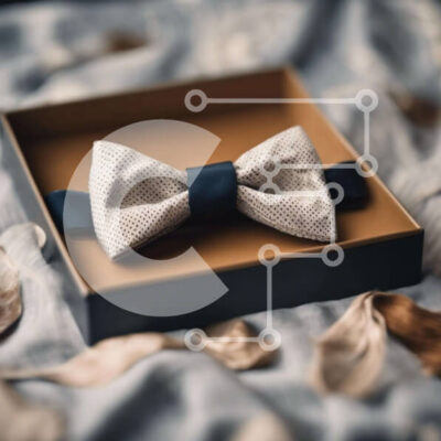 Intra Συλλεκτικό Ξύλινο Παζλ Plywood  4mm - Μπλε και λευκό παπιγιόν σε καφέ κουτί Σε Ξύλινο Κουτί - Διαστάσεις: 10x10 cm – 25 κομμάτια - Image 1