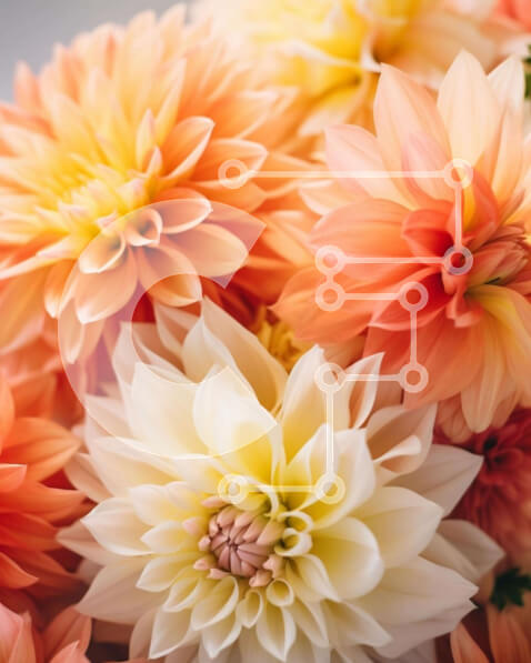 Intra Συλλεκτικό Ξύλινο Παζλ Plywood  4mm - Κοντινό πλάνο πορτοκαλί και κίτρινων λουλουδιών ντάλιας Σε Ξύλινο Κουτί - Διαστάσεις: 10x10 cm – 25 κομμάτια