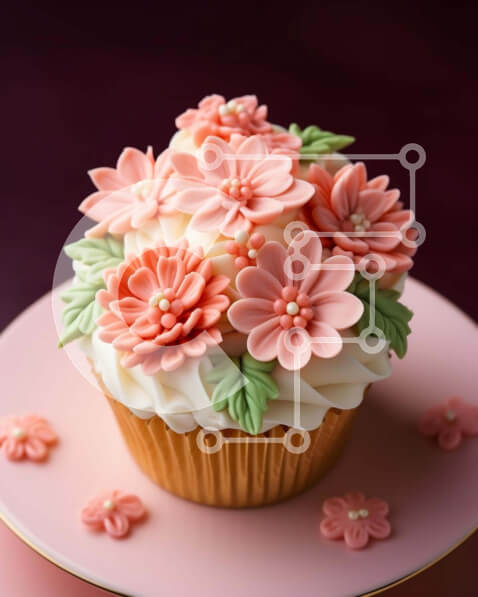 Intra Συλλεκτικό Ξύλινο Παζλ Plywood  4mm - Λαχταριστό cupcake με ροζ και λευκά λουλούδια Σε Ξύλινο Κουτί - Διαστάσεις: 10x10 cm – 25 κομμάτια