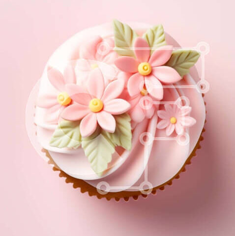 Intra Συλλεκτικό Ξύλινο Παζλ Plywood 4mm - Ροζ Cupcake με Floral Διακοσμητικά Σε Ξύλινο Κουτί - Διαστάσεις: 10x10 cm – 25 κομμάτια - Image 1
