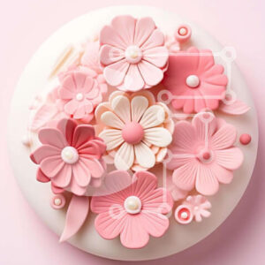 Intra Συλλεκτικό Ξύλινο Παζλ Plywood  4mm - Πολύχρωμο λουλούδι διακοσμημένο κέικ Σε Ξύλινο Κουτί - Διαστάσεις: 10x10 cm – 25 κομμάτια