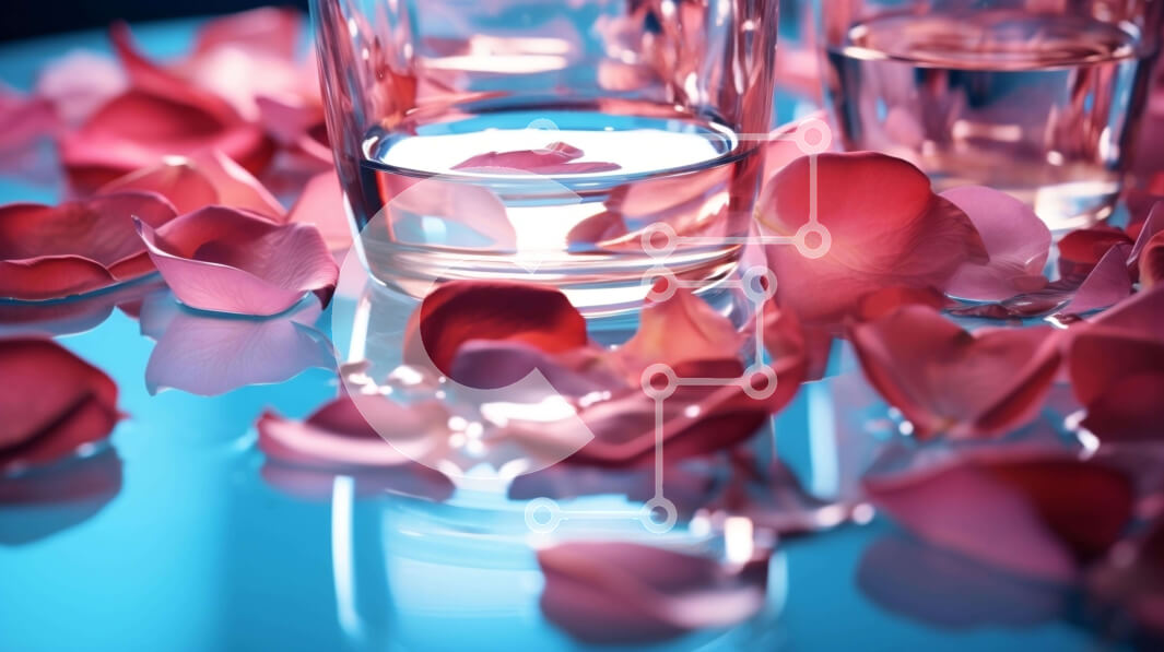 Intra Συλλεκτικό Ξύλινο Παζλ Plywood  4mm - Ποτήρι νερό με ροζ πέταλα Σε Ξύλινο Κουτί - Διαστάσεις: 10x10 cm – 25 κομμάτια