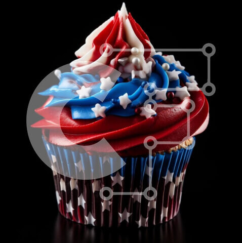 Intra Συλλεκτικό Ξύλινο Παζλ Plywood  4mm - Πατριωτικό Cupcake με κόκκινα, λευκά και μπλε διακοσμητικά Σε Ξύλινο Κουτί - Διαστάσεις: 10x10 cm – 25 κομμάτια - Image 1