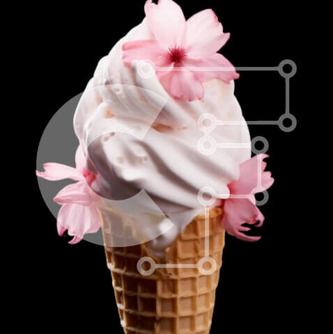 Intra Συλλεκτικό Ξύλινο Παζλ Plywood  4mm - Παγωτό χωνάκι βάφλας με ροζ λουλούδια και σαντιγί Σε Ξύλινο Κουτί - Διαστάσεις: 10x10 cm – 25 κομμάτια - Image 1