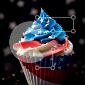 Intra Συλλεκτικό Ξύλινο Παζλ Plywood  4mm - Πατριωτικό Cupcake με διακόσμηση αμερικανικής σημαίας Σε Ξύλινο Κουτί - Διαστάσεις: 10x10 cm – 25 κομμάτια