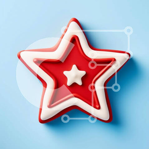 Intra Συλλεκτικό Ξύλινο Παζλ Plywood  4mm - Κόκκινο και λευκό μπισκότο φοντάν σε σχήμα αστεριού Σε Ξύλινο Κουτί - Διαστάσεις: 10x10 cm – 25 κομμάτια - Image 1