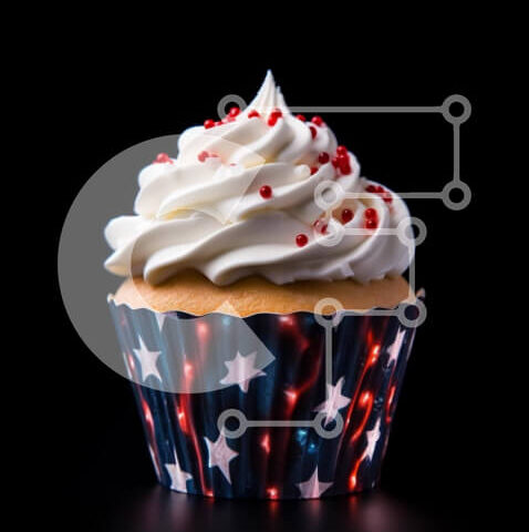 Intra Συλλεκτικό Ξύλινο Παζλ Plywood 4mm - Πατριωτικό Cupcake με Κόκκινα, Λευκά και Μπλε αστέρια Σε Ξύλινο Κουτί - Διαστάσεις: 10x10 cm – 25 κομμάτια - Image 1