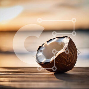 Intra Συλλεκτικό Ξύλινο Παζλ Plywood  4mm - Μισοφαγωμένη καρύδα σε ξύλινο τραπέζι Σε Ξύλινο Κουτί - Διαστάσεις: 10x10 cm – 25 κομμάτια