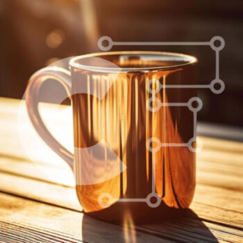 Intra Συλλεκτικό Ξύλινο Παζλ Plywood  4mm - Χάλκινο φλιτζάνι καφέ σε εξωτερικό ξύλινο τραπέζι Σε Ξύλινο Κουτί - Διαστάσεις: 10x10 cm – 25 κομμάτια - Image 1