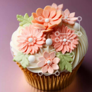 Intra Συλλεκτικό Ξύλινο Παζλ Plywood  4mm - Πολύχρωμο cupcake με διακοσμητικά λουλουδιών Σε Ξύλινο Κουτί - Διαστάσεις: 10x10 cm – 25 κομμάτια