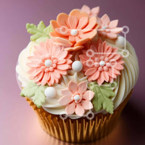 Intra Συλλεκτικό Ξύλινο Παζλ Plywood  4mm - Πολύχρωμο cupcake με διακοσμητικά λουλουδιών Σε Ξύλινο Κουτί - Διαστάσεις: 10x10 cm – 25 κομμάτια - Image 1