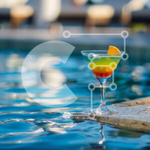 Intra Συλλεκτικό Ξύλινο Παζλ Plywood  4mm - Ποτήρι κοκτέιλ στην πισίνα με φέτα πορτοκαλιού Σε Ξύλινο Κουτί - Διαστάσεις: 10x10 cm – 25 κομμάτια