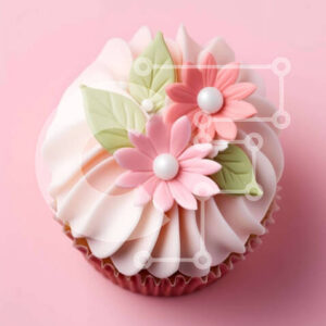 Intra Συλλεκτικό Ξύλινο Παζλ Plywood  4mm - Λαχταριστό Cupcake με ροζ λουλούδια και πράσινα φύλλα Σε Ξύλινο Κουτί - Διαστάσεις: 10x10 cm – 25 κομμάτια