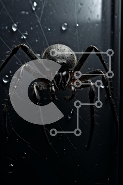 Intra Συλλεκτικό Ξύλινο Παζλ Plywood  4mm - Μεγάλη μαύρη αράχνη σε ανοιχτό παράθυρο στη βροχή Σε Ξύλινο Κουτί - Διαστάσεις: 10x10 cm – 25 κομμάτια