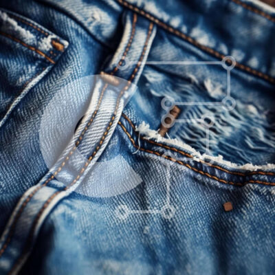 Intra Συλλεκτικό Ξύλινο Παζλ Plywood  4mm - Κοντινό πλάνο μπλε τζιν με σκισμένες τσέπες Σε Ξύλινο Κουτί - Διαστάσεις: 10x10 cm – 25 κομμάτια - Image 1