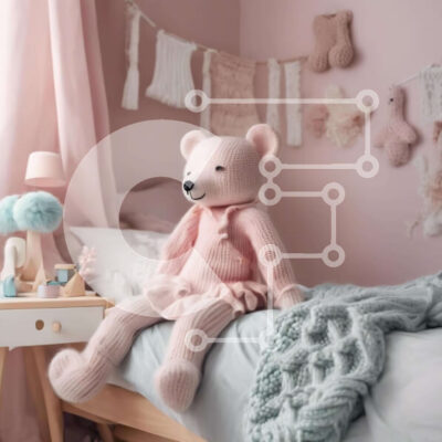 Intra Συλλεκτικό Ξύλινο Παζλ Plywood  4mm - Ροζ αρκουδάκι στο κρεβάτι Σε Ξύλινο Κουτί - Διαστάσεις: 10x10 cm – 25 κομμάτια - Image 1