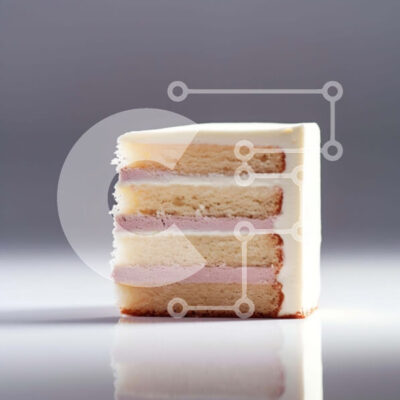 Intra Συλλεκτικό Ξύλινο Παζλ Plywood  4mm - Φέτα λευκή τούρτα με ροζ και λευκές ρίγες Σε Ξύλινο Κουτί - Διαστάσεις: 10x10 cm – 25 κομμάτια - Image 1