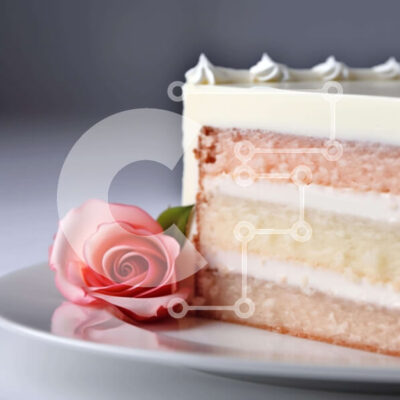 Intra Συλλεκτικό Ξύλινο Παζλ Plywood 4mm - Πολύχρωμο στρώσεις κέικ σε λευκό πιάτο με τριαντάφυλλο Σε Ξύλινο Κουτί - Διαστάσεις: 10x10 cm – 25 κομμάτια - Image 1