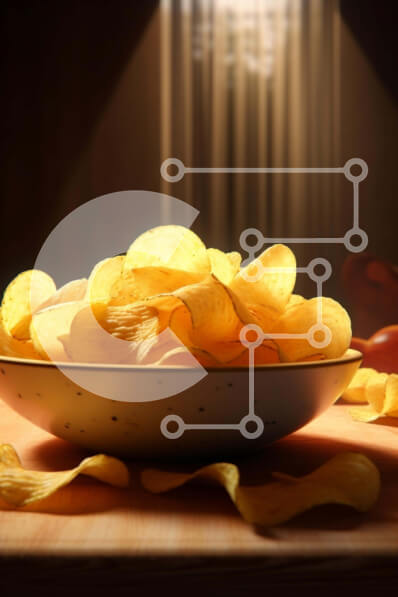 Intra Συλλεκτικό Ξύλινο Παζλ Plywood  4mm - Μπολ πατατάκια με φρέσκα λαχανικά Σε Ξύλινο Κουτί - Διαστάσεις: 10x10 cm – 25 κομμάτια