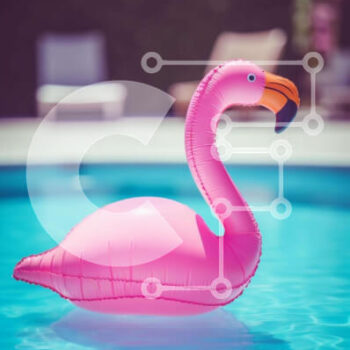 Intra Συλλεκτικό Ξύλινο Παζλ Plywood  4mm - Ροζ Flamingo Float στην πισίνα Σε Ξύλινο Κουτί - Διαστάσεις: 10x10 cm – 25 κομμάτια - Image 1