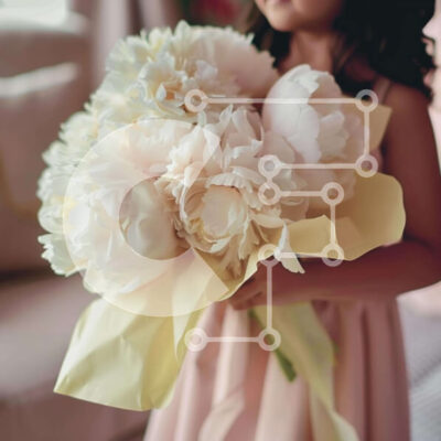 Intra Συλλεκτικό Ξύλινο Παζλ Plywood  4mm - Νεαρό κορίτσι με μπουκέτο από λευκές παιώνιες Σε Ξύλινο Κουτί - Διαστάσεις: 10x10 cm – 25 κομμάτια - Image 1