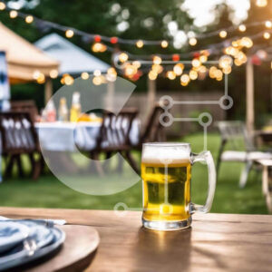 Intra Συλλεκτικό Ξύλινο Παζλ Plywood  4mm - Υπαίθριο πάρτι με ποτήρι μπύρας σε ξύλινο τραπέζι Σε Ξύλινο Κουτί - Διαστάσεις: 10x10 cm – 25 κομμάτια