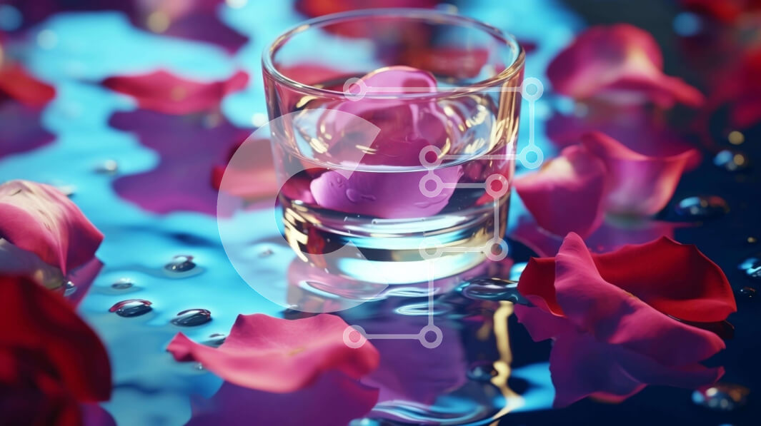 Intra Συλλεκτικό Ξύλινο Παζλ Plywood  4mm - Ποτήρι με νερό και ροζ ροδοπέταλα Σε Ξύλινο Κουτί - Διαστάσεις: 10x10 cm – 25 κομμάτια