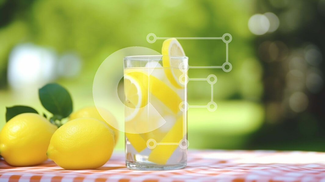 Intra Συλλεκτικό Ξύλινο Παζλ Plywood  4mm - Ποτήρι νερό με φέτες λεμονιού και φρέσκα φρούτα Σε Ξύλινο Κουτί - Διαστάσεις: 10x10 cm – 25 κομμάτια