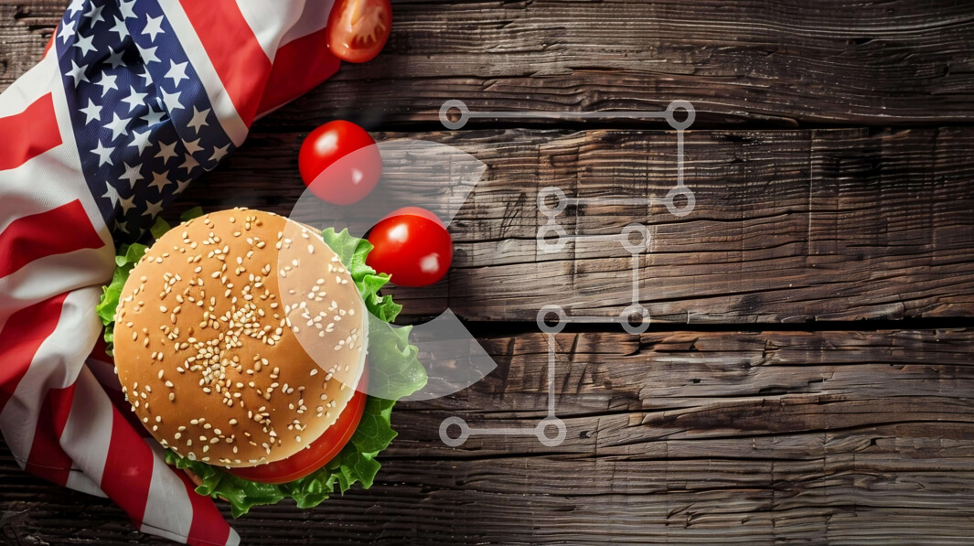 Intra Συλλεκτικό Ξύλινο Παζλ Plywood  4mm - Burger με ντομάτες και μαρούλι σε ξύλινο τραπέζι Σε Ξύλινο Κουτί - Διαστάσεις: 10x10 cm – 25 κομμάτια