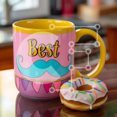 Intra Συλλεκτικό Ξύλινο Παζλ Plywood 4mm - Ροζ κούπα καφέ και ντόνατ Σε Ξύλινο Κουτί - Διαστάσεις: 10x10 cm – 25 κομμάτια - Image 1