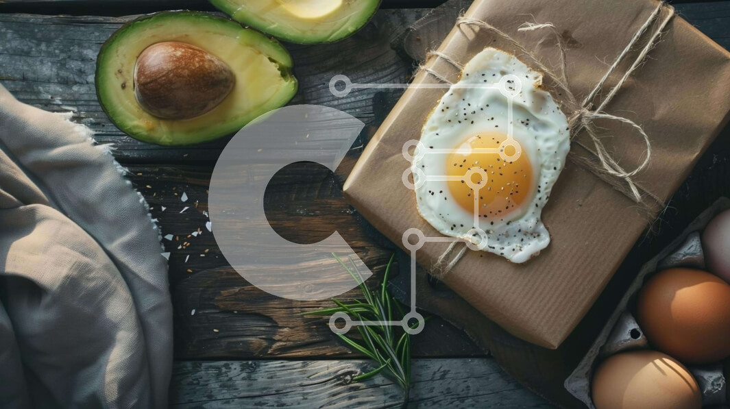 Intra Συλλεκτικό Ξύλινο Παζλ Plywood  4mm - Ρουστίκ σύνθεση φαγητού με αυγά, αβοκάντο, βότανα και ψωμί Σε Ξύλινο Κουτί - Διαστάσεις: 10x10 cm – 25 κομμάτια