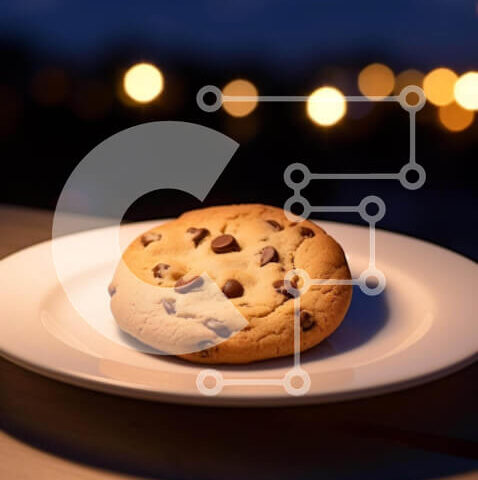 Intra Συλλεκτικό Ξύλινο Παζλ Plywood  4mm - Αγνώστου ταυτότητας μπισκότο σε λευκό πιάτο με νυχτερινά φώτα πόλης Σε Ξύλινο Κουτί - Διαστάσεις: 10x10 cm – 25 κομμάτια - Image 1