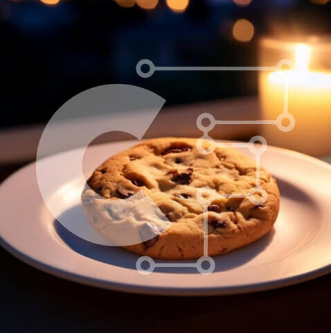 Intra Συλλεκτικό Ξύλινο Παζλ Plywood 4mm - Μπισκότο σε ένα λευκό πιάτο κάτω από τον νυχτερινό ουρανό με αναμμένα κεριά Σε Ξύλινο Κουτί - Διαστάσεις: 10x10 cm – 25 κομμάτια - Image 1