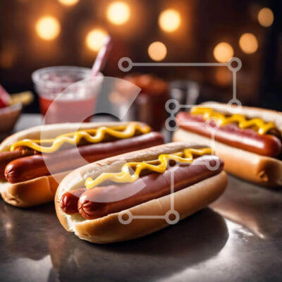 Intra Συλλεκτικό Ξύλινο Παζλ Plywood  4mm - Λαχταριστά χοτ ντογκ με μουστάρδα Σε Ξύλινο Κουτί - Διαστάσεις: 10x10 cm – 25 κομμάτια - Image 1