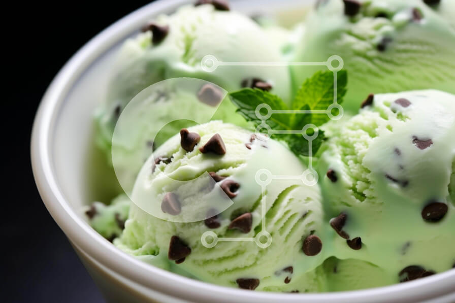 Intra Συλλεκτικό Ξύλινο Παζλ Plywood  4mm - Πράσινο μπολ παγωτού με τσιπς σοκολάτας και φύλλα μέντας Σε Ξύλινο Κουτί - Διαστάσεις: 10x10 cm – 25 κομμάτια