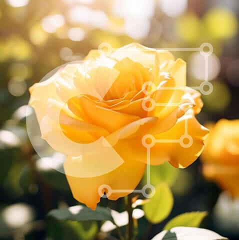 Intra Συλλεκτικό Ξύλινο Παζλ Plywood  4mm - Ζωντανό κίτρινο τριαντάφυλλο στην άνθιση Σε Ξύλινο Κουτί - Διαστάσεις: 10x10 cm – 25 κομμάτια - Image 1