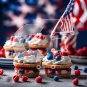 Intra Συλλεκτικό Ξύλινο Παζλ Plywood  4mm - Πατριωτικά επιδόρπια με κόκκινα, λευκά και μπλε μούρα Σε Ξύλινο Κουτί - Διαστάσεις: 10x10 cm – 25 κομμάτια