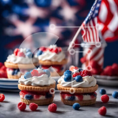 Intra Συλλεκτικό Ξύλινο Παζλ Plywood  4mm - Πατριωτικά επιδόρπια με κόκκινα, λευκά και μπλε μούρα Σε Ξύλινο Κουτί - Διαστάσεις: 10x10 cm – 25 κομμάτια - Image 1