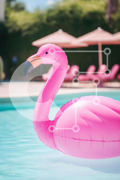 Intra Συλλεκτικό Ξύλινο Παζλ Plywood  4mm - Ροζ Φλαμίνγκο στην πισίνα Σε Ξύλινο Κουτί - Διαστάσεις: 10x10 cm – 25 κομμάτια