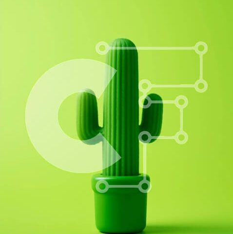 Intra Συλλεκτικό Ξύλινο Παζλ Plywood 4mm - Μικρό πράσινο φυτό κάκτων σε φόντο μαύρισμα Σε Ξύλινο Κουτί - Διαστάσεις: 10x10 cm – 25 κομμάτια - Image 1