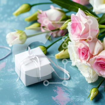 Intra Συλλεκτικό Ξύλινο Παζλ Plywood  4mm - Ροζ και λευκά τριαντάφυλλα μπουκέτο με κουτί δώρου Σε Ξύλινο Κουτί - Διαστάσεις: 10x10 cm – 25 κομμάτια - Image 1