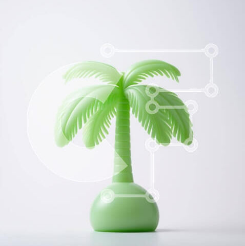 Intra Συλλεκτικό Ξύλινο Παζλ Plywood  4mm - Μικρός πράσινος φοίνικας σε άσπρο φόντο Σε Ξύλινο Κουτί - Διαστάσεις: 10x10 cm – 25 κομμάτια - Image 1