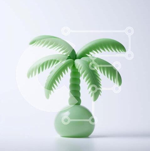 Intra Συλλεκτικό Ξύλινο Παζλ Plywood  4mm - Μικρός πράσινος φοίνικας σε άσπρο φόντο Σε Ξύλινο Κουτί - Διαστάσεις: 10x10 cm – 25 κομμάτια - Image 1