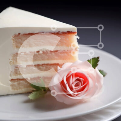 Intra Συλλεκτικό Ξύλινο Παζλ Plywood  4mm - Φέτα λευκή τούρτα με ροζ τριαντάφυλλο Σε Ξύλινο Κουτί - Διαστάσεις: 10x10 cm – 25 κομμάτια - Image 1