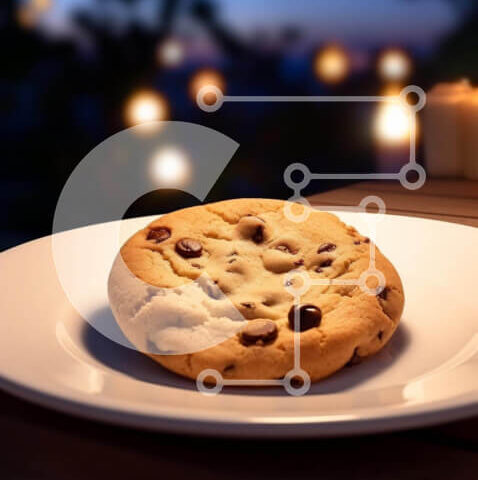 Intra Συλλεκτικό Ξύλινο Παζλ Plywood 4mm - Μπισκότο με τσιπ σοκολάτας σε λευκό πιάτο με το φως των κεριών Σε Ξύλινο Κουτί - Διαστάσεις: 10x10 cm – 25 κομμάτια - Image 1