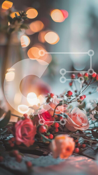 Intra Συλλεκτικό Ξύλινο Παζλ Plywood  4mm - Κομψό μπουκέτο με ροζ τριαντάφυλλα και μούρα Σε Ξύλινο Κουτί - Διαστάσεις: 10x10 cm – 25 κομμάτια