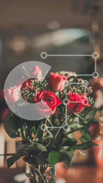 Intra Συλλεκτικό Ξύλινο Παζλ Plywood  4mm - Κόκκινο τριαντάφυλλο λουλουδάτο σύνθεση σε διάφανο γυάλινο βάζο Σε Ξύλινο Κουτί - Διαστάσεις: 10x10 cm – 25 κομμάτια