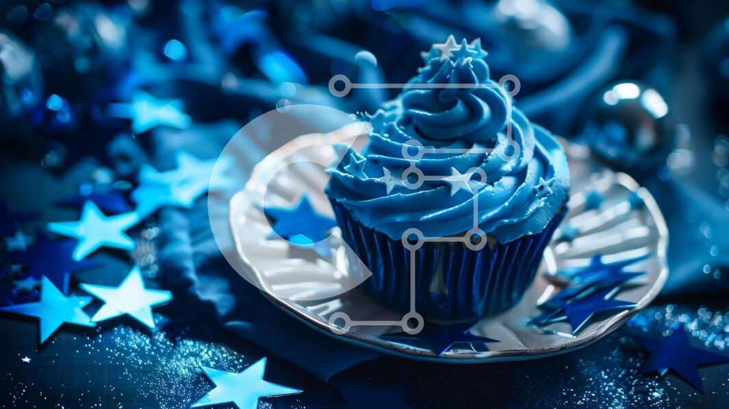 Intra Συλλεκτικό Ξύλινο Παζλ Plywood  4mm - Blue Frosting Cupcake με διακοσμητικά αστέρια Σε Ξύλινο Κουτί - Διαστάσεις: 10x10 cm – 25 κομμάτια