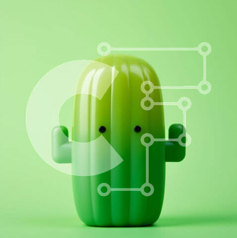 Intra Συλλεκτικό Ξύλινο Παζλ Plywood 4mm - Χαρούμενο παιχνίδι κάκτος σε πράσινο φόντο Σε Ξύλινο Κουτί - Διαστάσεις: 10x10 cm – 25 κομμάτια - Image 1