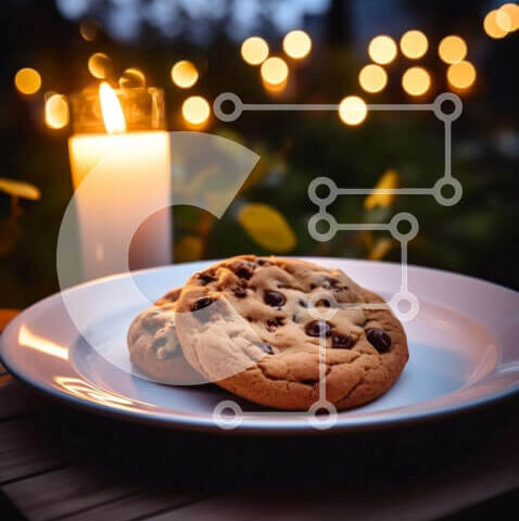 Intra Συλλεκτικό Ξύλινο Παζλ Plywood 4mm - Φρεσκοψημένα μπισκότα σε ένα πιάτο με κεριά Σε Ξύλινο Κουτί - Διαστάσεις: 10x10 cm – 25 κομμάτια - Image 1